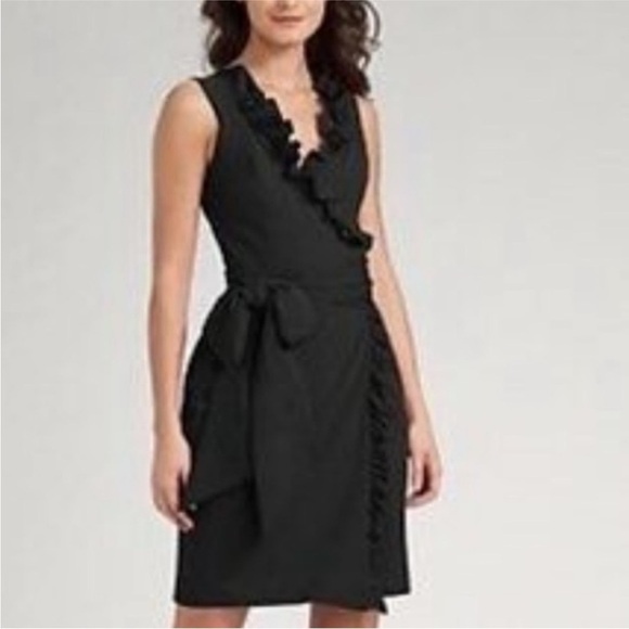 Diane von Furstenberg Dresses & Skirts - DIANE VON FURSTENBERG // "Andra" wrap black ruffle dress 4